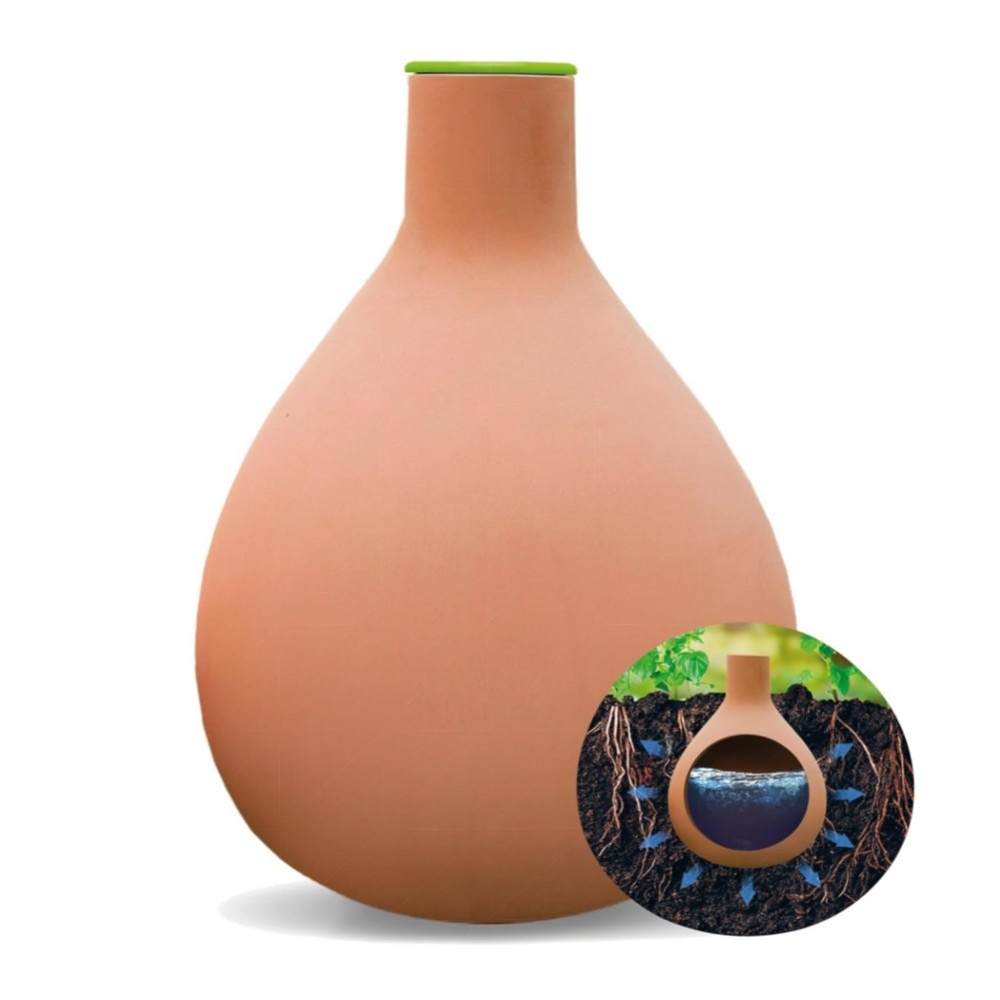 BioGreen Olla Hydro MAX Pflanzenbewässerung 3 L Ø 9 cm – Terrakotta Selbstbewässerungstopf, nachhaltig & zeitsparend