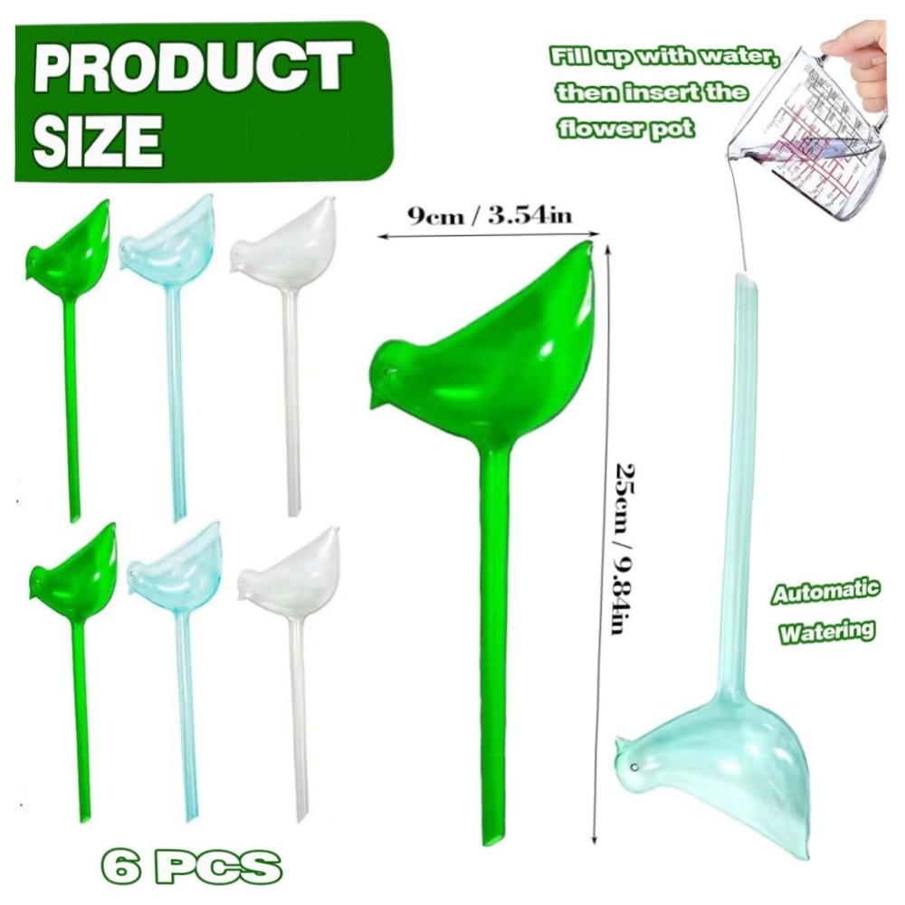 Automatisches Bewässerungssystem für Zimmerpflanzen – 6er Set bunte Bewässerungskugeln aus robustem Kunststoff, langsam & dekorativ