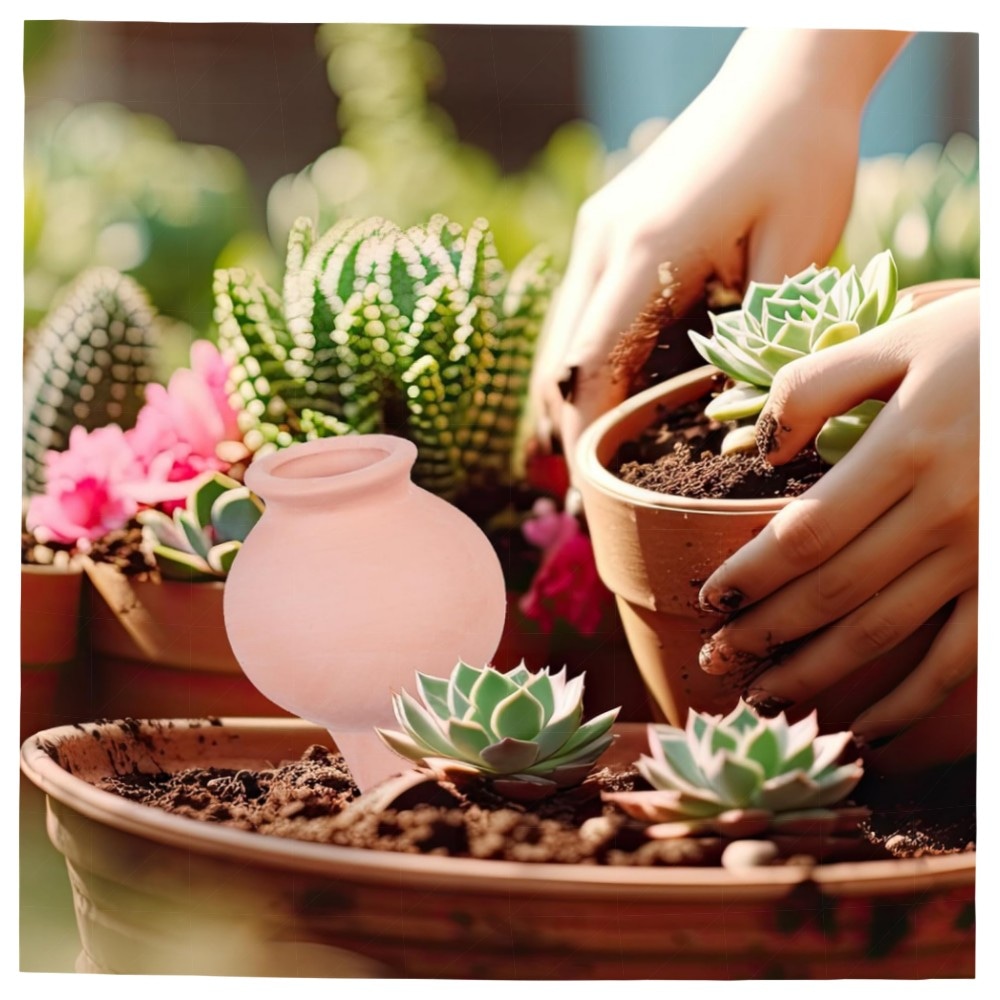 Tonkegel Bewässerung 4er Set – Terrakotta Gießkegel für Zimmerpflanzen & Balkonkästen, keramisch, 12×6 cm, automatische Pflanzenbewässerung