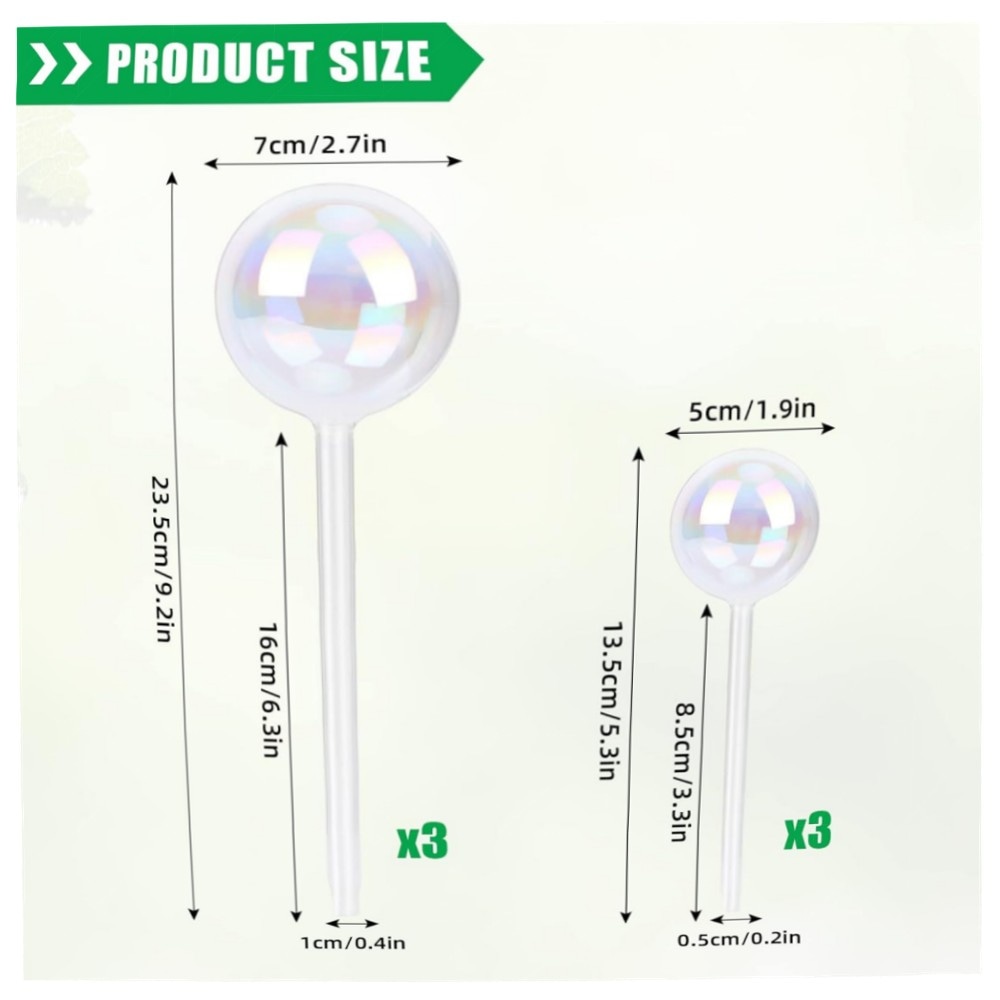 Pflanzenbewässerungskugeln 6er-Set aus Klarglas – selbstbewässernde Tropf-Birnen (3 groß 3 klein), langlebig & dekorativ für Topf- und Balkonpflanzen