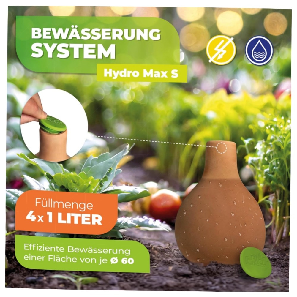 BioGreen Olla Hydro MAX Pflanzenbewässerung 3 L Ø 9 cm – Terrakotta Selbstbewässerungstopf, nachhaltig & zeitsparend