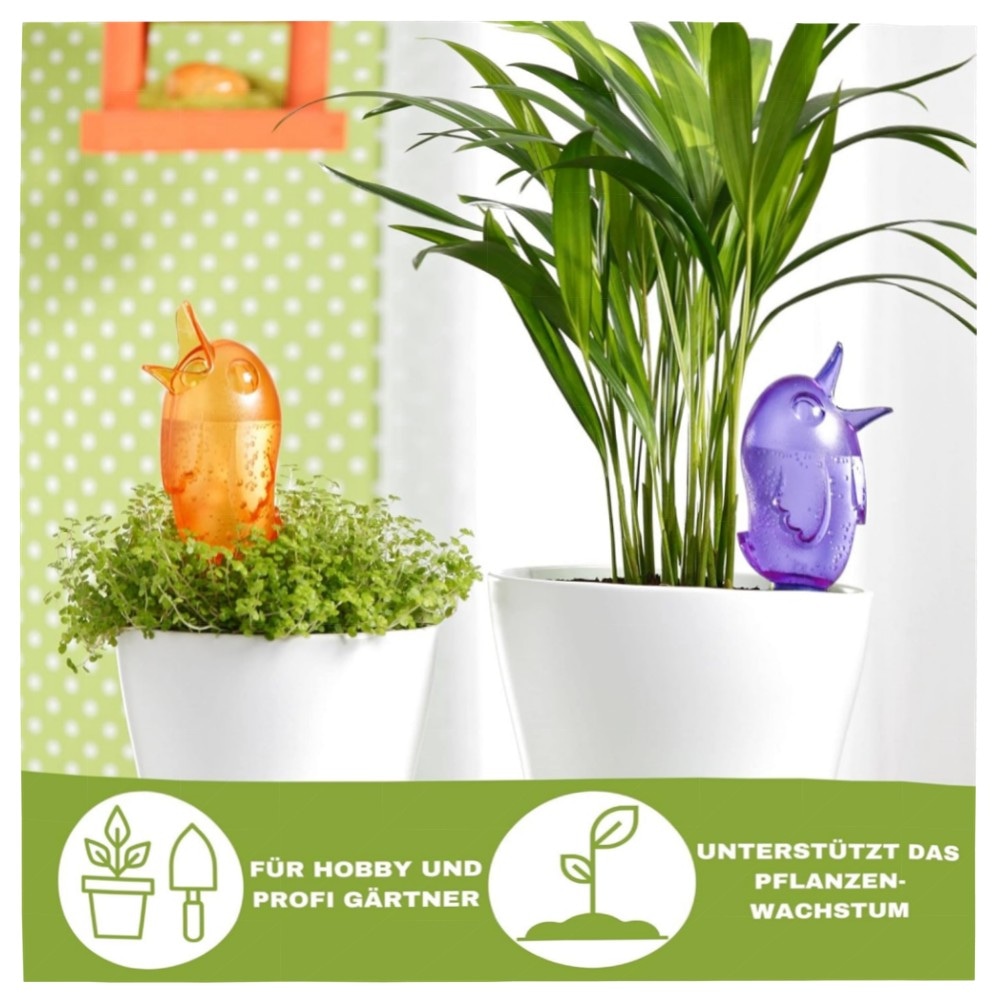 Scheurich Bördy M Wasserspender 220 ml – 8er Set Klar, UV-beständiger Kunststoff mit Tonfuß für Zimmer- & Gartenpflanzen