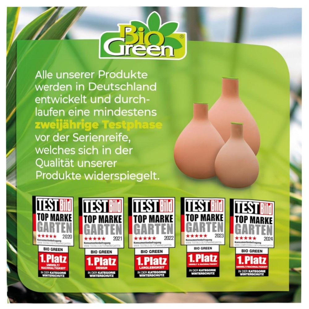 BioGreen Olla Hydro MAX Pflanzenbewässerung 3 L Ø 9 cm – Terrakotta Selbstbewässerungstopf, nachhaltig & zeitsparend