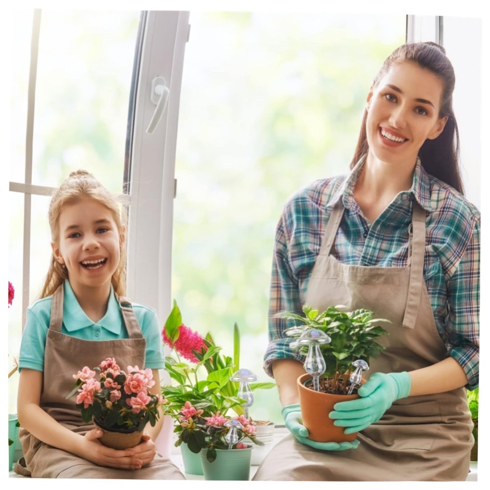 Pflanzenbewässerungskugeln 6er-Set aus Klarglas – selbstbewässernde Tropf-Birnen (3 groß 3 klein), langlebig & dekorativ für Topf- und Balkonpflanzen