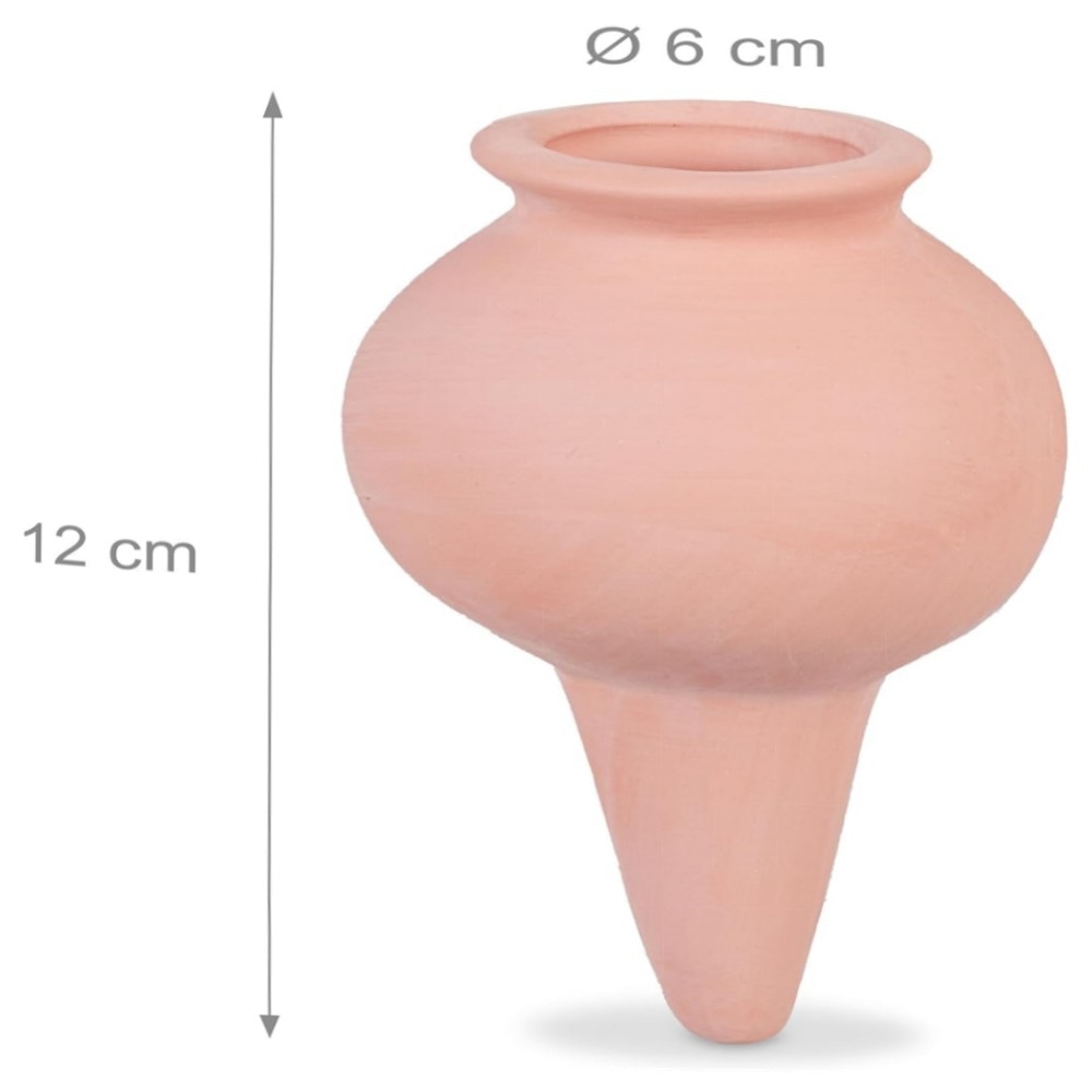 Tonkegel Bewässerung 6er Set – automatischer Pflanzenbewässerer aus Terrakotta, dosierte Wasserversorgung für Balkonkästen & Topfpflanzen