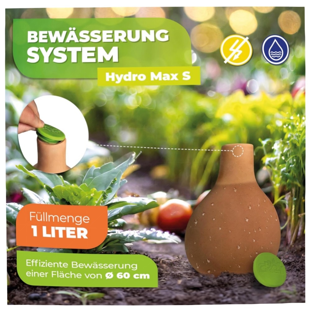 BioGreen Olla Hydro MAX Pflanzenbewässerung 3 L Ø 9 cm – Terrakotta Selbstbewässerungstopf, nachhaltig & zeitsparend