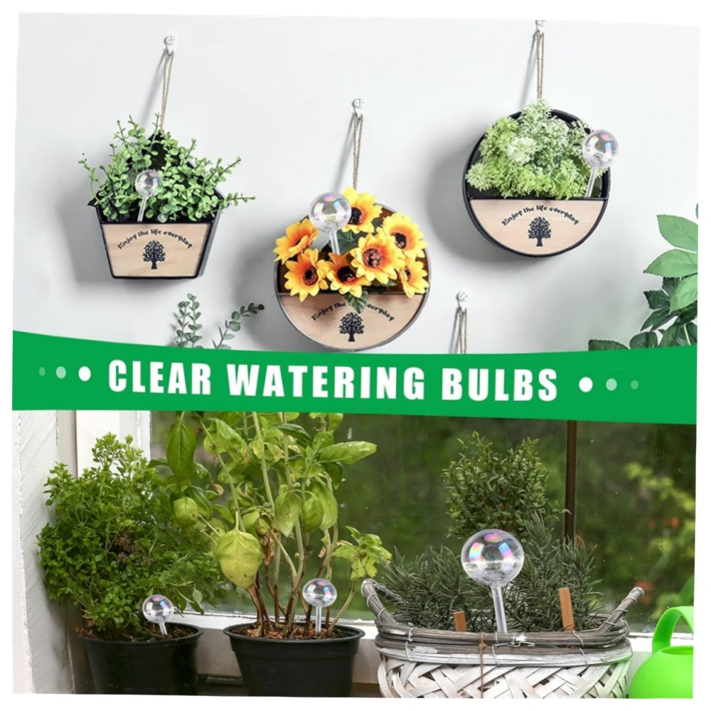 Pflanzenbewässerungskugeln 6er-Set aus Klarglas – selbstbewässernde Tropf-Birnen (3 groß 3 klein), langlebig & dekorativ für Topf- und Balkonpflanzen