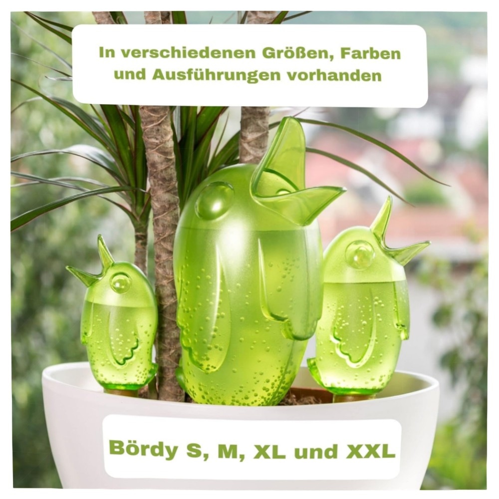 Scheurich Bördy XL Bewässerungskugel 620 ml – Grün, Tonfuß für kontrollierte Pflanzenbewässerung, UV-beständig & platzsparend