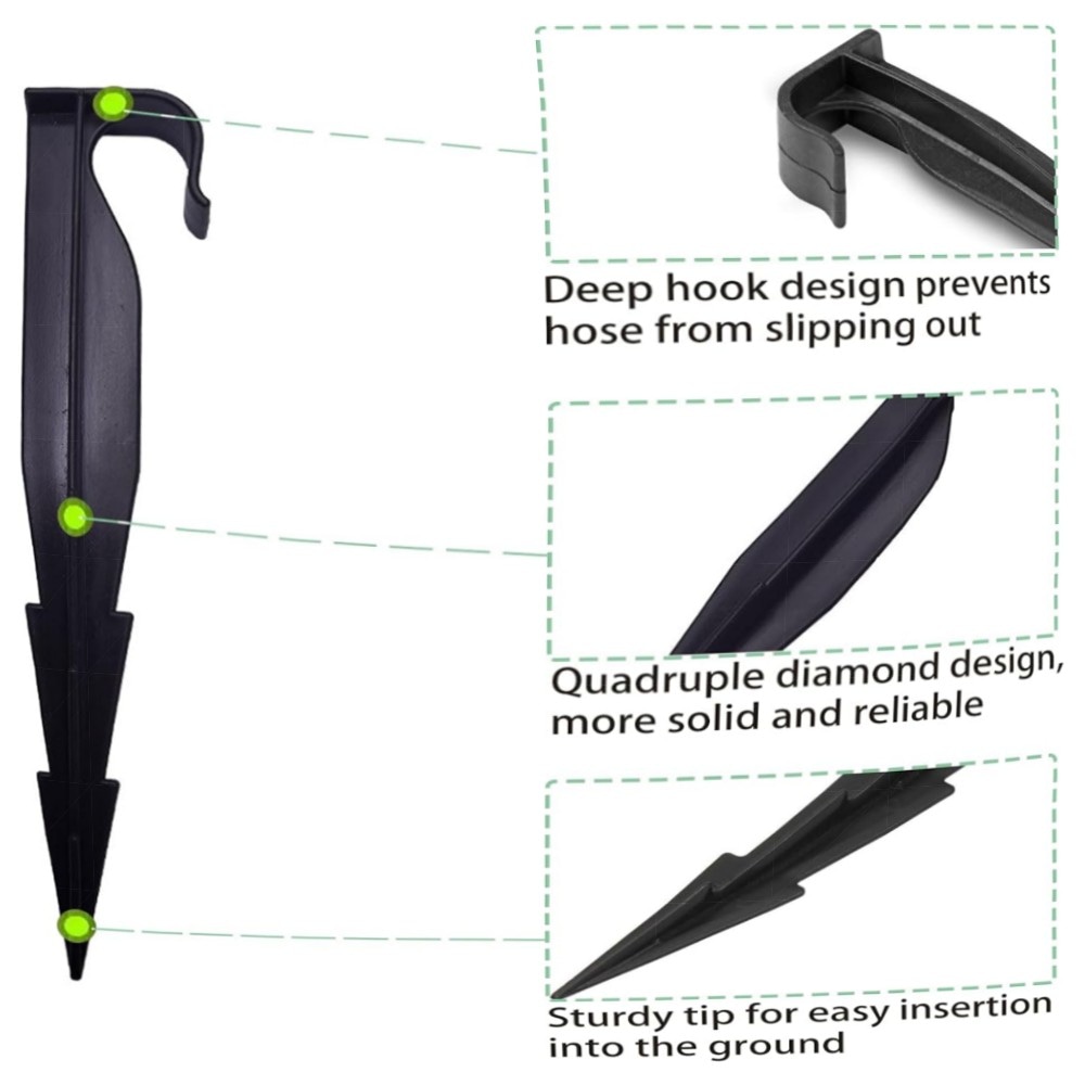 16 mm PE Tropfrohr-Halteanker, 100er Set – hochwertige Kunststoff-Pfähle zur Sicherung von Bewässerungs- und Tropfschläuchen im Garten