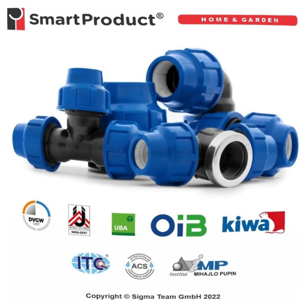 PE-Verlegerohr 25 mm x 15 m PN16 – DVGW Trinkwasserzertifiziertes PE-HD Rohr mit 2x 90° PP-Kupplungen, UV-beständig