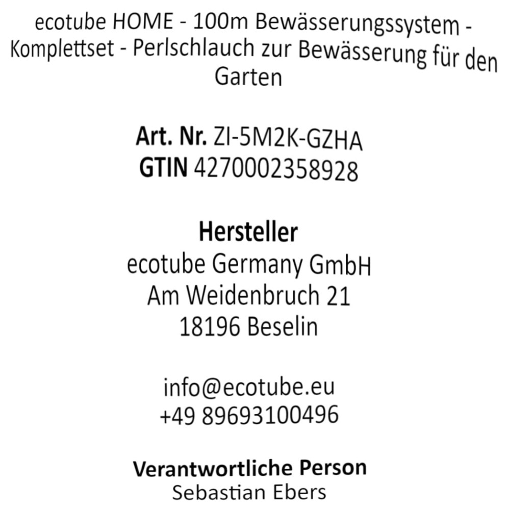 ecotube HOME 100 m Perlschlauch Komplettset – nachhaltiges Bewässerungssystem aus recyceltem Gummi, druckgeregelt & sofort einsatzbereit