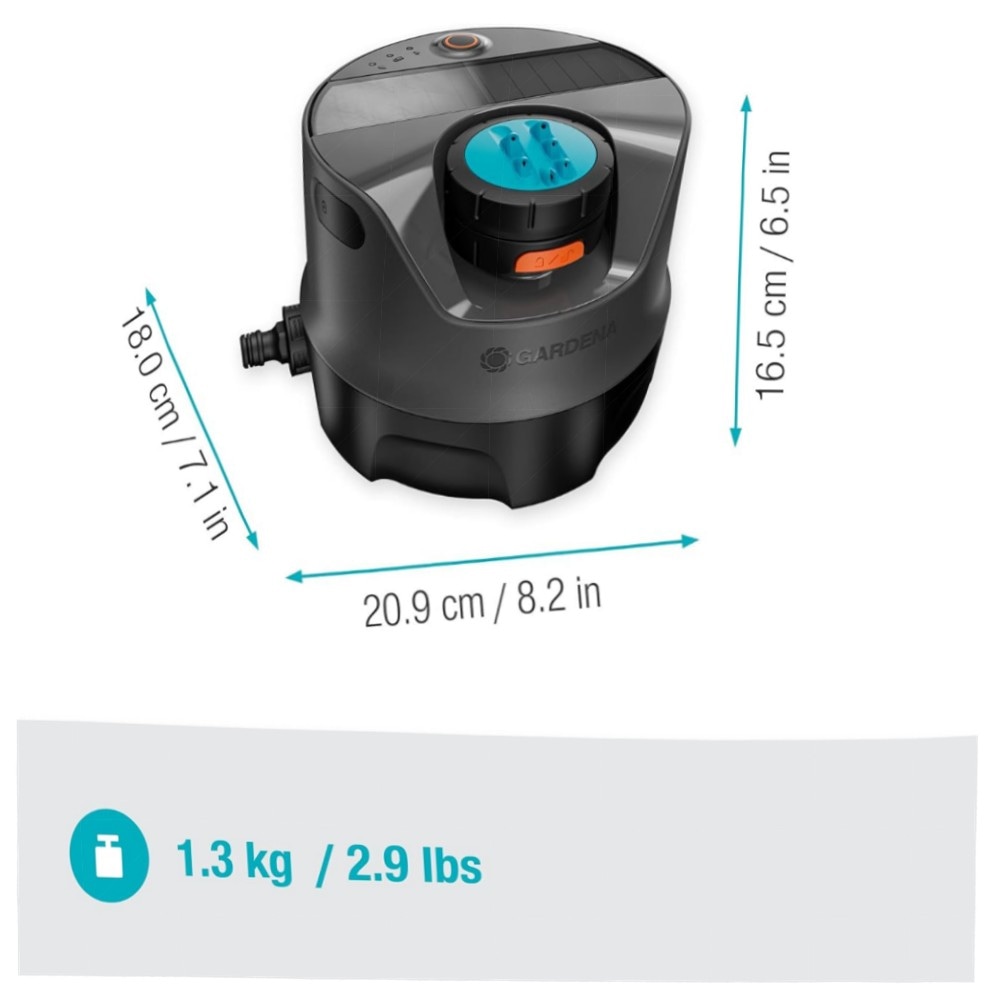 Gardena AquaPrecise Solarbetriebenes Bewässerungssystem für Rasen bis 320 m² – Bluetooth, Konturregner & FlowBalance für gleichmäßige Bewässerung