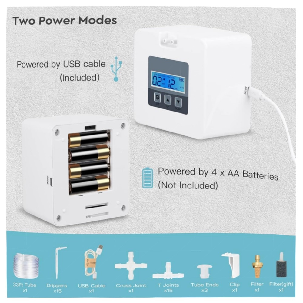 Landrip Automatisches Bewässerungssystem für Balkon & Topfpflanzen – DIY Set mit digitalem Timer, 10 m Schlauch & energieeffizienter Pumpe