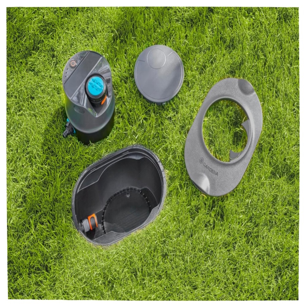 Gardena AquaPrecise Solarbetriebenes Bewässerungssystem für Rasen bis 320 m² – Bluetooth, Konturregner & FlowBalance für gleichmäßige Bewässerung