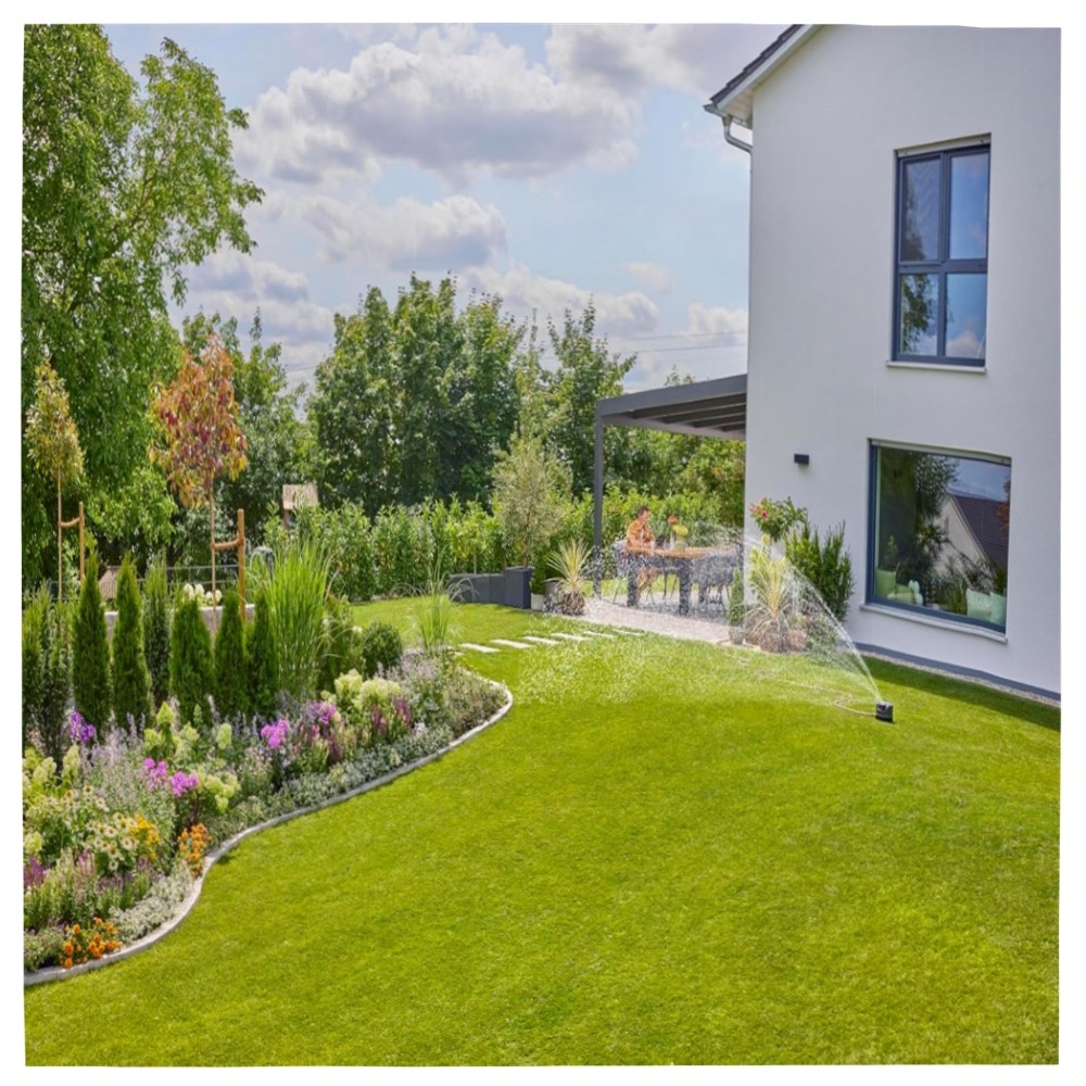 Gardena AquaPrecise Solarbetriebenes Bewässerungssystem für Rasen bis 320 m² – Bluetooth, Konturregner & FlowBalance für gleichmäßige Bewässerung