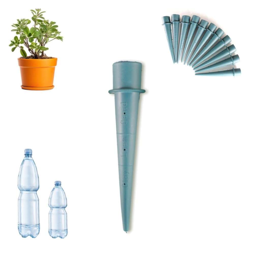 Bewässerungskegel für Pflanzen FISHTEC – 12er Tropf-Bewässerungssystem aus robustem ABS, anpassbar für Innen- & Außenpflanzen