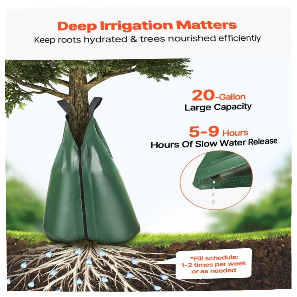 Baumbewässerungsbeutel 3er-Set 75 L – langsam abgebendes Bewässerungssystem aus robustem PVC, reißfest mit Reißverschluss für neu gepflanzte Bäume