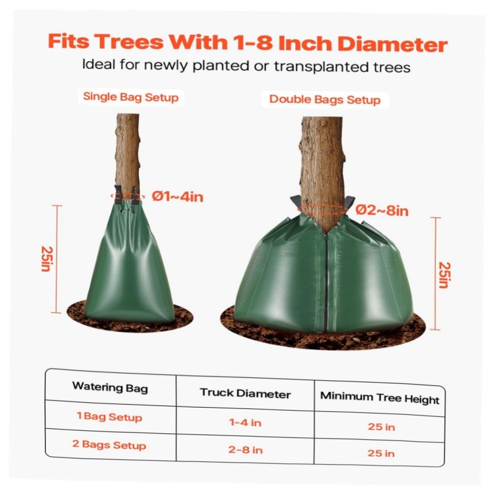Baumbewässerungsbeutel 3er-Set 75 L – langsam abgebendes Bewässerungssystem aus robustem PVC, reißfest mit Reißverschluss für neu gepflanzte Bäume