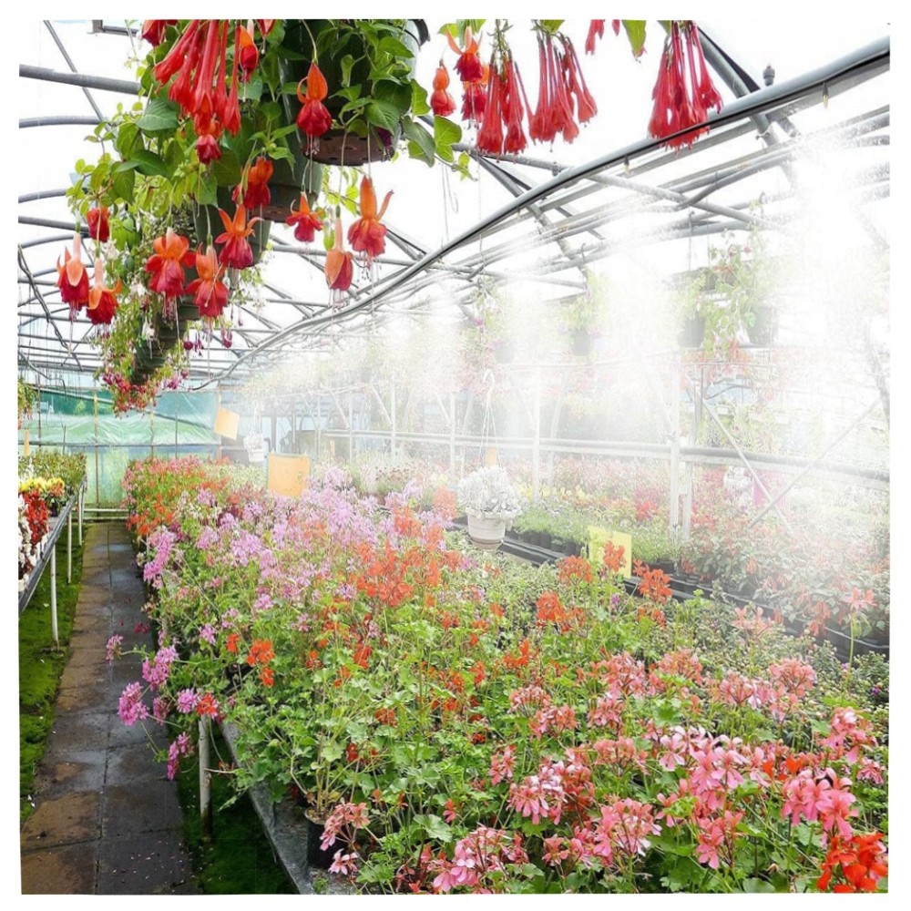 498754457853.jpg Royal Gardineer Sprühnebel-System 2er-Set mit 10 m Schlauch, 10 Metall-Zerstäuberdüsen – hochwertig, einfach montierbar für Terrasse & Balkon