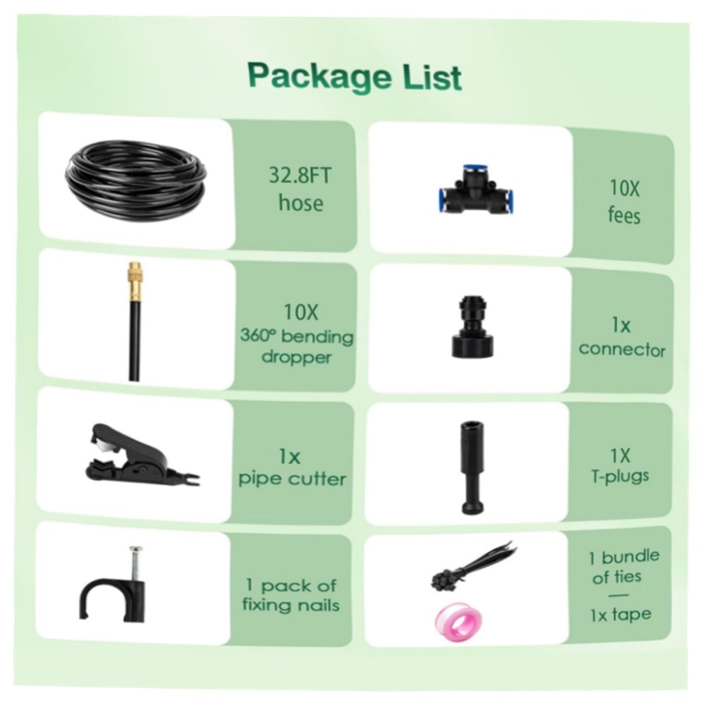 Bewässerungssystem Garten 360° flexibel – Automatisches Tropf-Gartenbewässerungssystem, 10m Schlauch mit Messingdüsen, wassersparend & langlebig