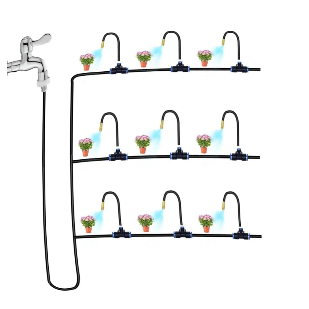 Bewässerungssystem Garten 360° flexibel – Automatisches Tropf-Gartenbewässerungssystem, 10m Schlauch mit Messingdüsen, wassersparend & langlebig