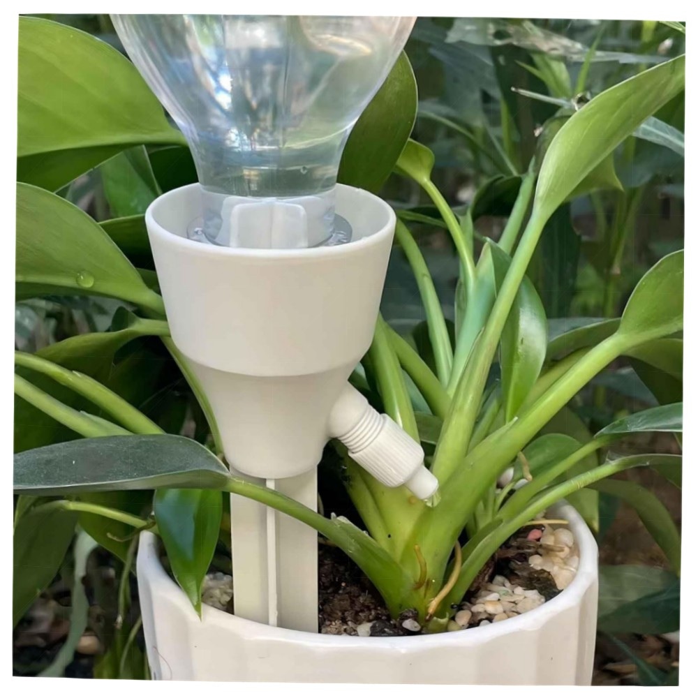 Selbstbewässerungs-Set für Zimmerpflanzen 6er – verstellbare Wasserspender für Flaschen, dekoratives Design (Blau/Beige/Rot), nachhaltig & zuverlässig