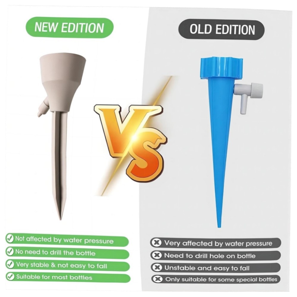 Selbstbewässerungs-Set für Zimmerpflanzen 6er – verstellbare Wasserspender für Flaschen, dekoratives Design (Blau/Beige/Rot), nachhaltig & zuverlässig