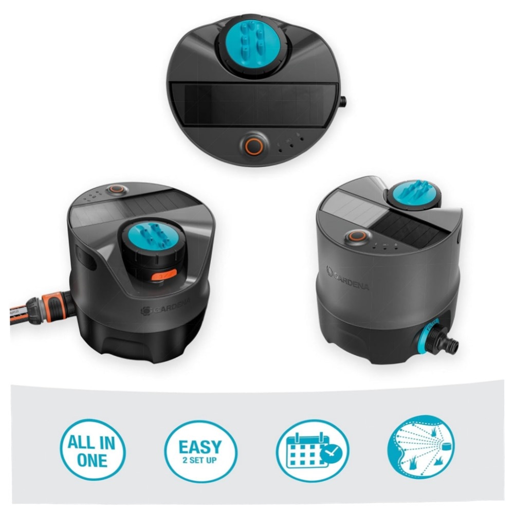 Gardena AquaPrecise Solarbetriebenes Bewässerungssystem für Rasen bis 320 m² – Bluetooth, Konturregner & FlowBalance für gleichmäßige Bewässerung