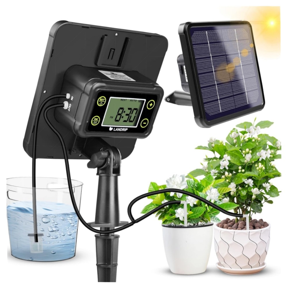 Landrip Automatisches Bewässerungssystem für Balkon & Topfpflanzen – DIY Set mit digitalem Timer, 10 m Schlauch & energieeffizienter Pumpe