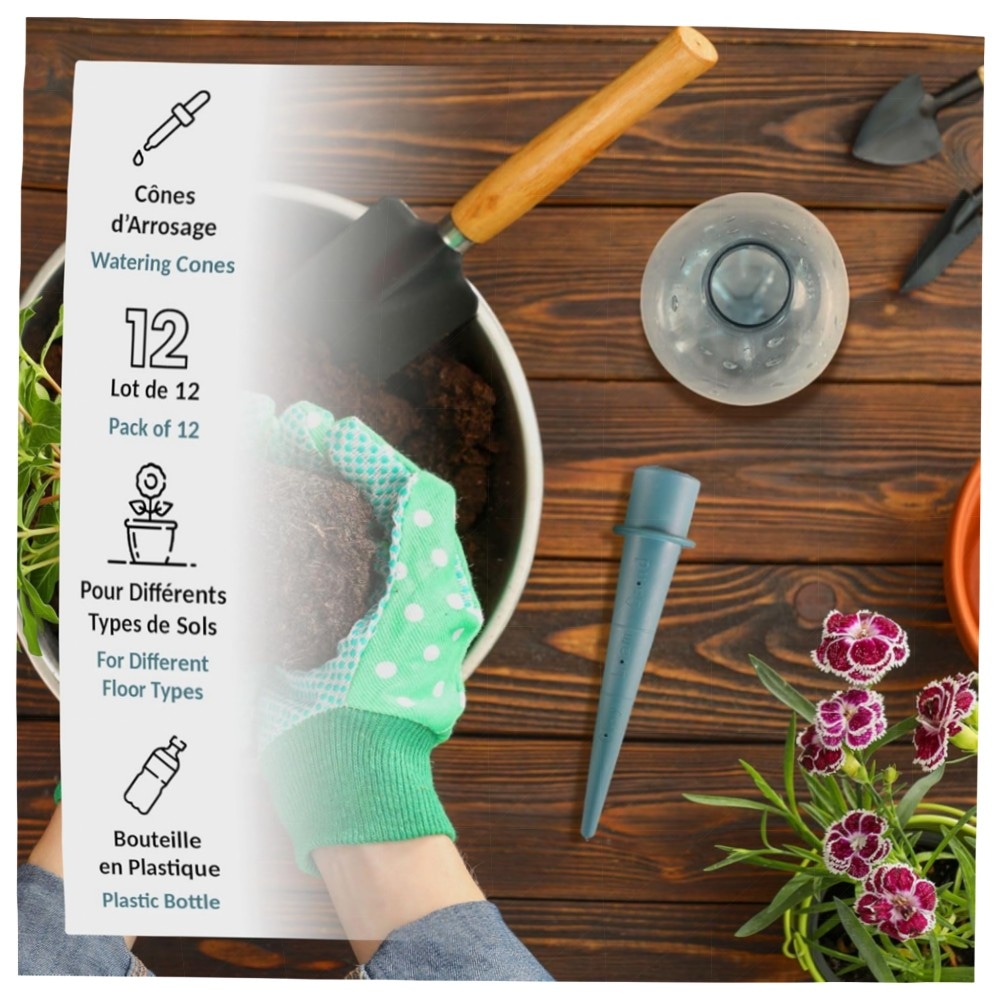 9733eaf85716.jpg Bewässerungskegel für Pflanzen FISHTEC – 12er Tropf-Bewässerungssystem aus robustem ABS, anpassbar für Innen- & Außenpflanzen