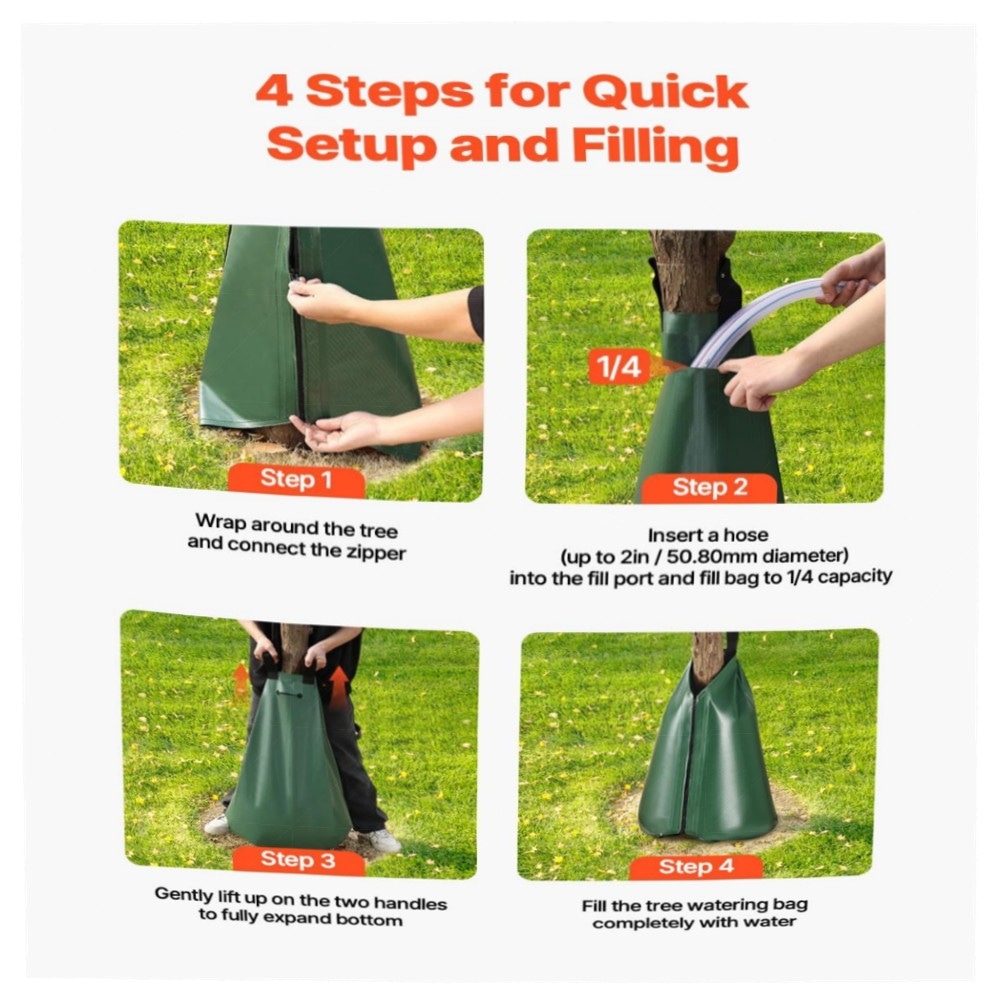 Baumbewässerungsbeutel 3er-Set 75 L – langsam abgebendes Bewässerungssystem aus robustem PVC, reißfest mit Reißverschluss für neu gepflanzte Bäume