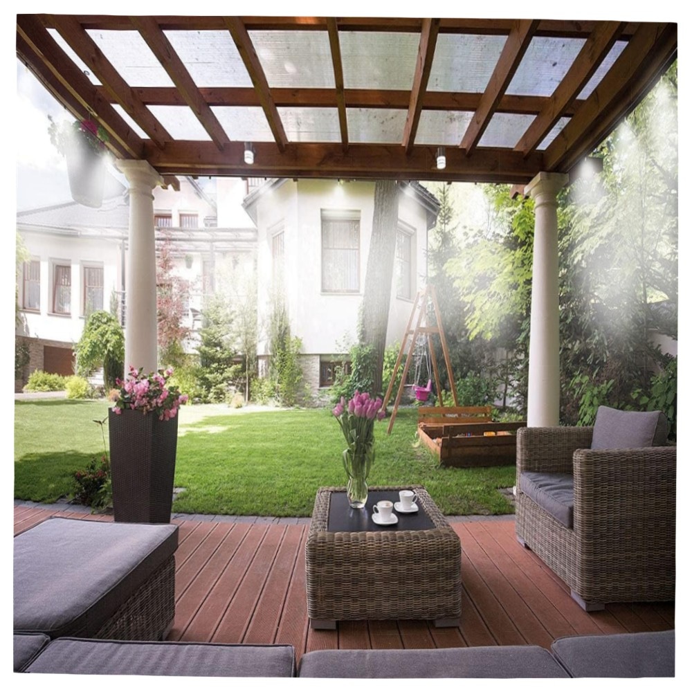 b4519a065776.jpg Royal Gardineer Sprühnebel-System 2er-Set mit 10 m Schlauch, 10 Metall-Zerstäuberdüsen – hochwertig, einfach montierbar für Terrasse & Balkon