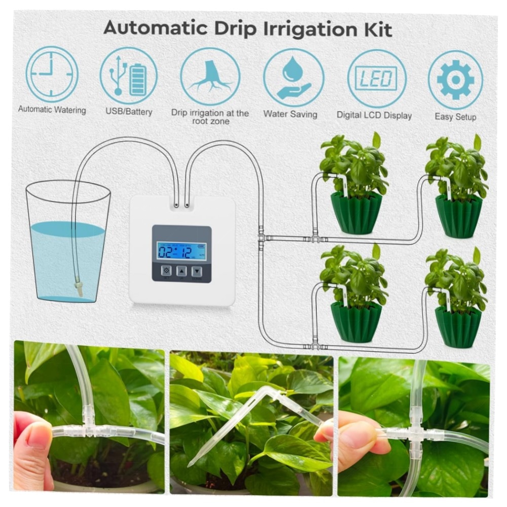 Landrip Automatisches Bewässerungssystem für Balkon & Topfpflanzen – DIY Set mit digitalem Timer, 10 m Schlauch & energieeffizienter Pumpe