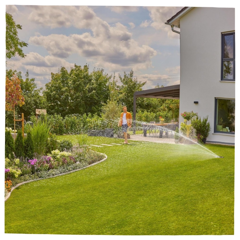 Gardena AquaPrecise Solarbetriebenes Bewässerungssystem für Rasen bis 320 m² – Bluetooth, Konturregner & FlowBalance für gleichmäßige Bewässerung