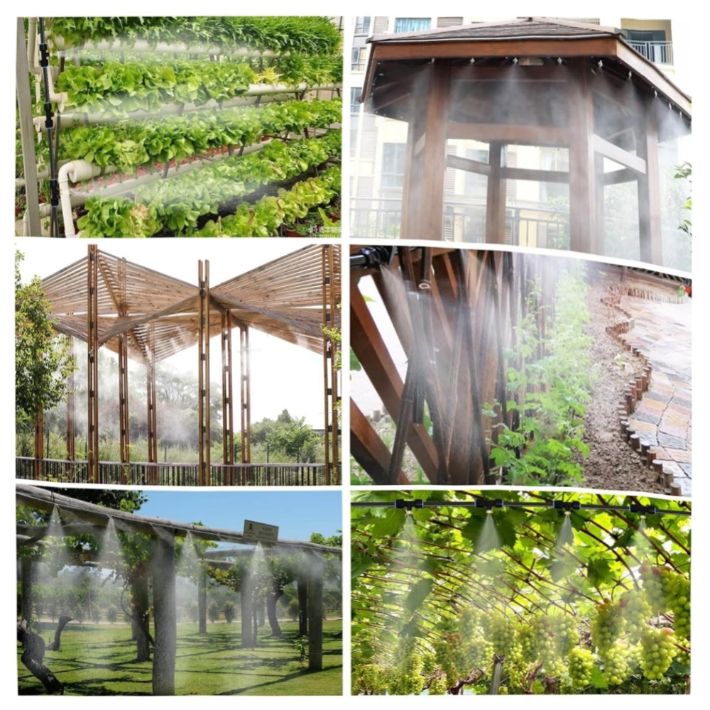 18 m Nebel-Sprühsystem für Garten – Misting Cooling System mit 21 Metalldüsen, UV-beständiger PE-Schlauch, energiearm & einfache Montage