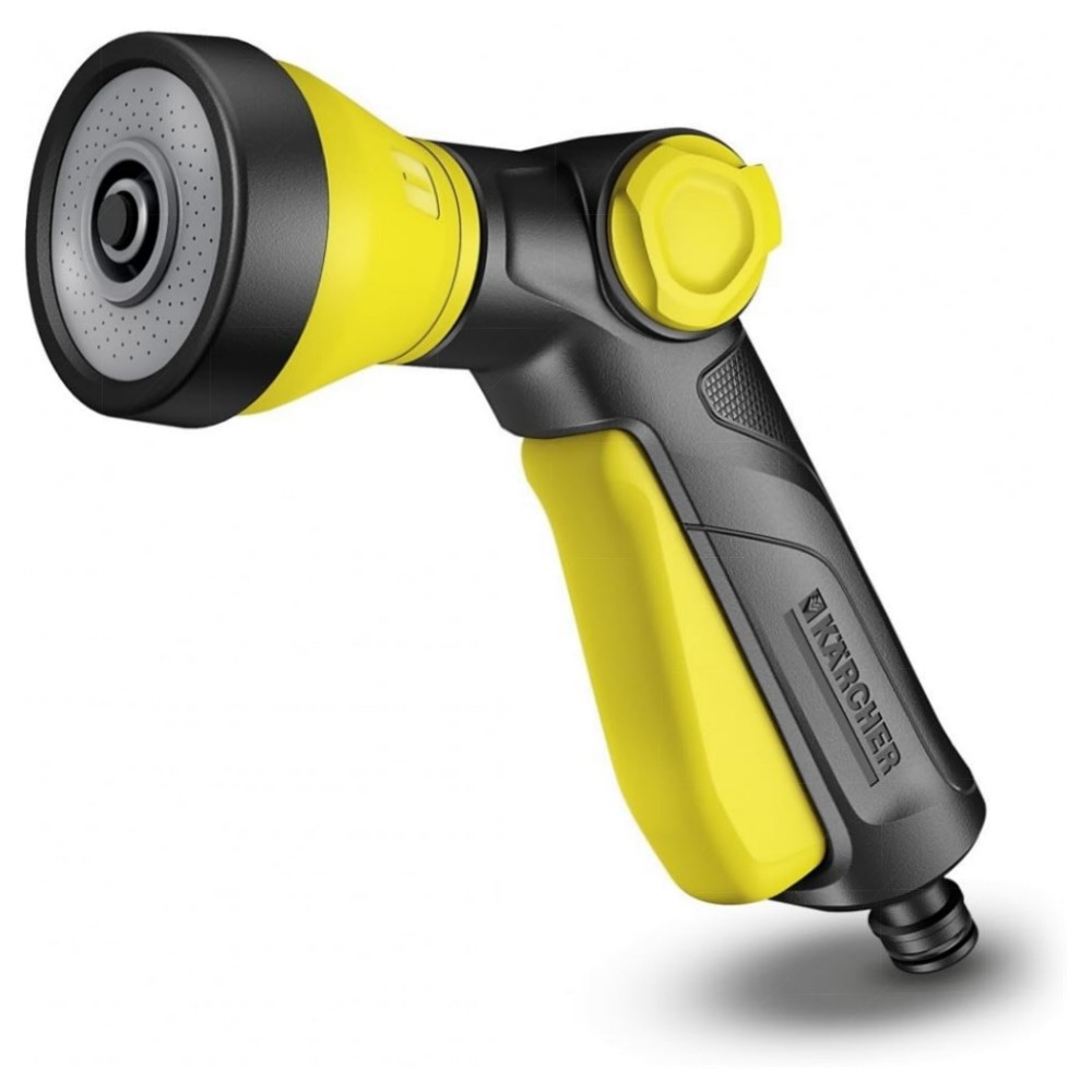 Kärcher Multifunktions-Spritzpistole mit 3 Sprühbildern, arretierbarem Auslöser – robustes Gelb/Schwarz, kompatibel mit Klicksystemen