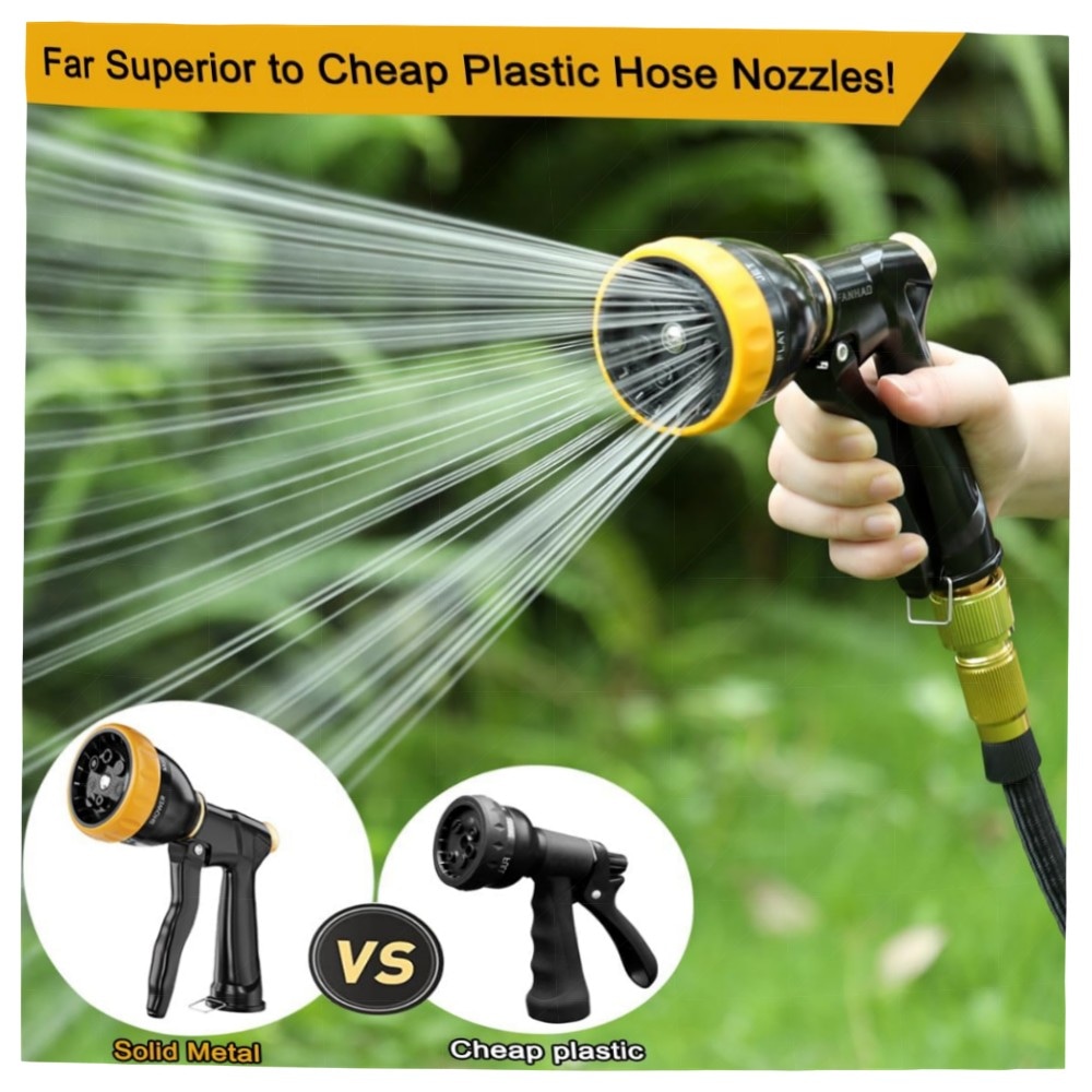 94788beb9214.jpg FANHAO Hochdruck-Gartenbrause 100% Metall, 7 Sprühbilder, tropfsicher – robustes Messing, ergonomische Gartenspritze für Pflanzen, Auto & Haustier