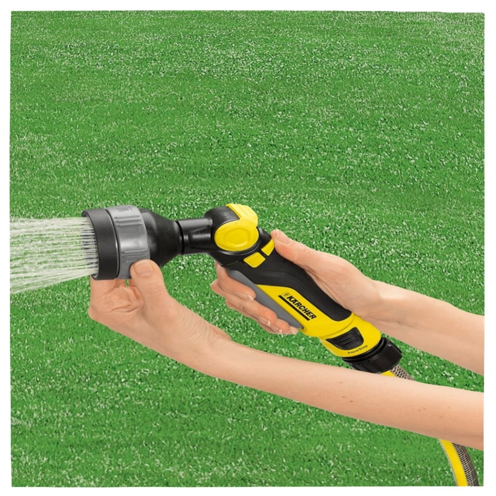 Kärcher Multifunktions-Spritzpistole mit 3 Sprühbildern, arretierbarem Auslöser – robustes Gelb/Schwarz, kompatibel mit Klicksystemen