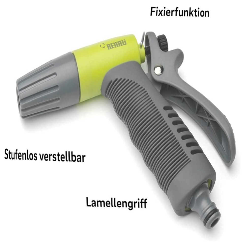 REHAU Gartenspritze Premium – robuste Metall-/Messing-Brause, verstellbarer Strahl & Feststellfunktion für Profi- und Hobbygärten