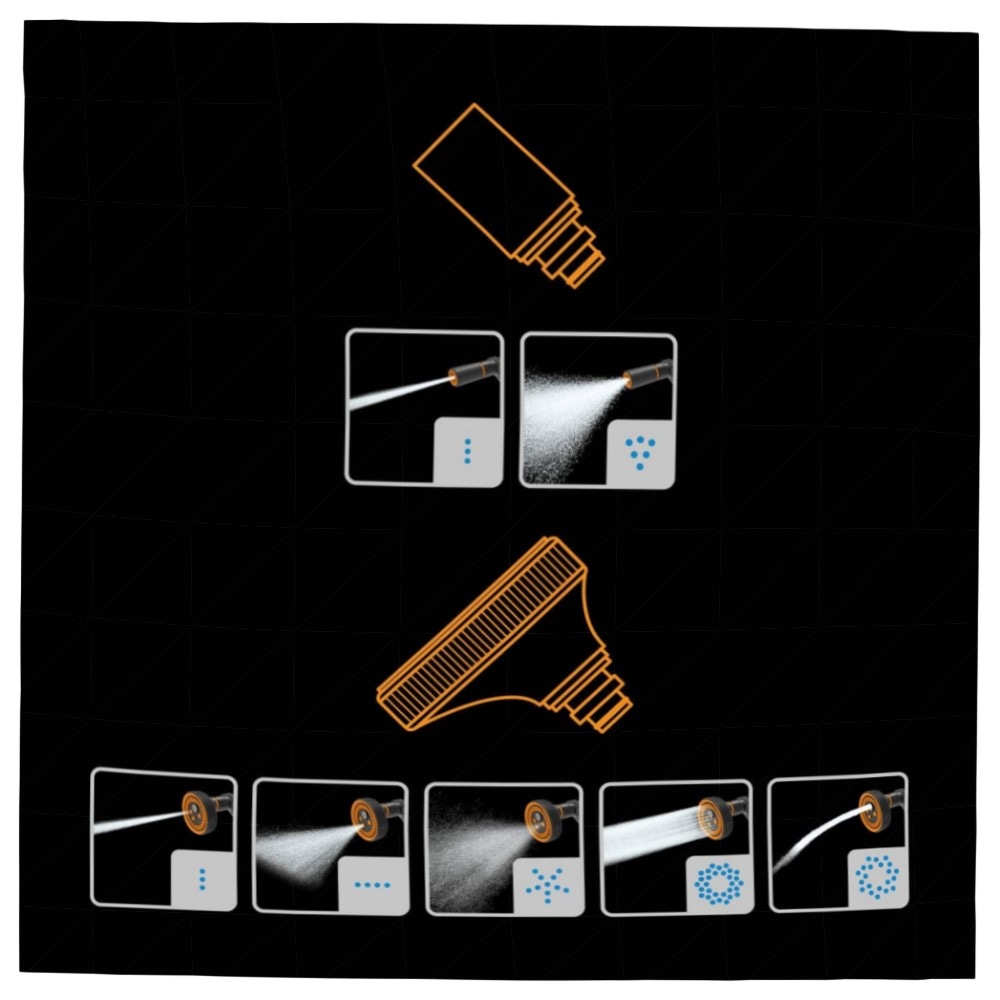 Fiskars 2‑teiliges Bewässerungsset – Sprühpistole 2‑Funktionen STOP‑Schlauchanschluss Ø13–15 mm, SoftGrip, frostbeständig