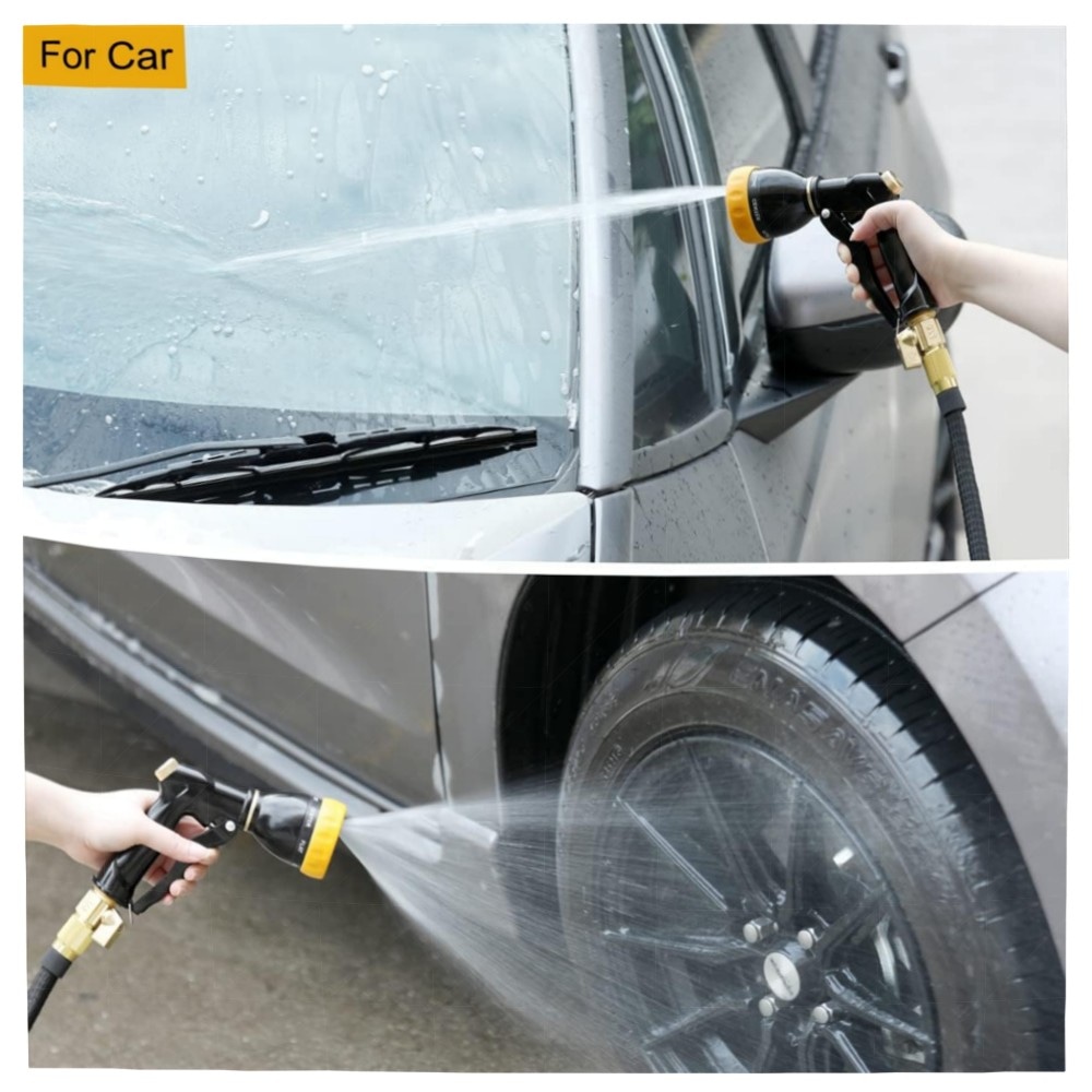 d85873b70280.jpg FANHAO Hochdruck-Gartenbrause 100% Metall, 7 Sprühbilder, tropfsicher – robustes Messing, ergonomische Gartenspritze für Pflanzen, Auto & Haustier