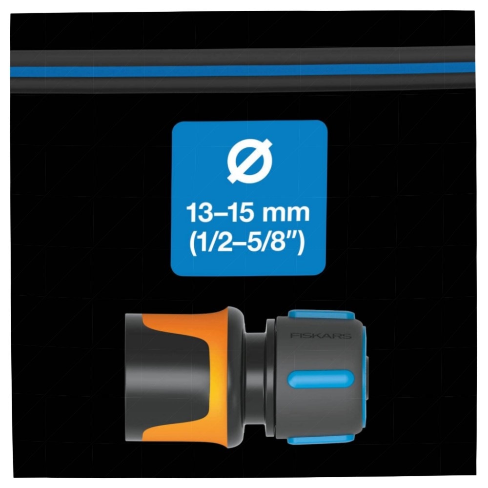 Fiskars 2‑teiliges Bewässerungsset – Sprühpistole 2‑Funktionen STOP‑Schlauchanschluss Ø13–15 mm, SoftGrip, frostbeständig