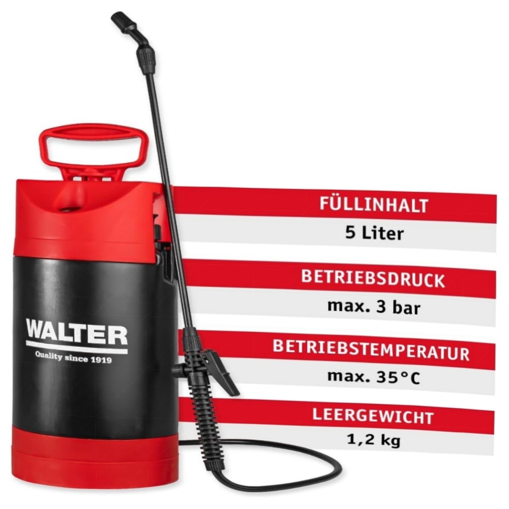 dc63e7988286.jpg WALTER Drucksprüher 5L – hochwertiger Gartensprüher mit verstellbarer Düse, Überdruckventil & Druckanzeige für Pflanzenschutz & Reinigung