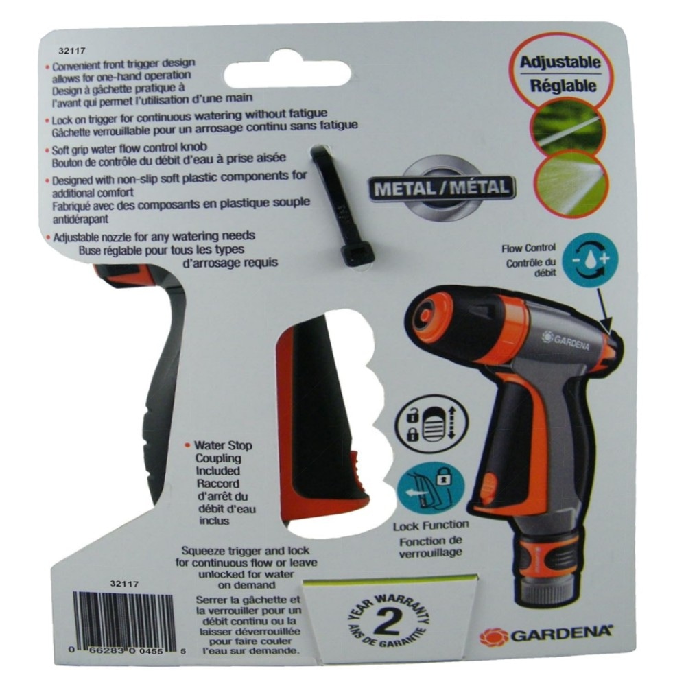 Gardena Sprühpistole Metall, vollständig verstellbar mit Durchflusskontrolle – hochwertig, langlebig & ergonomisch