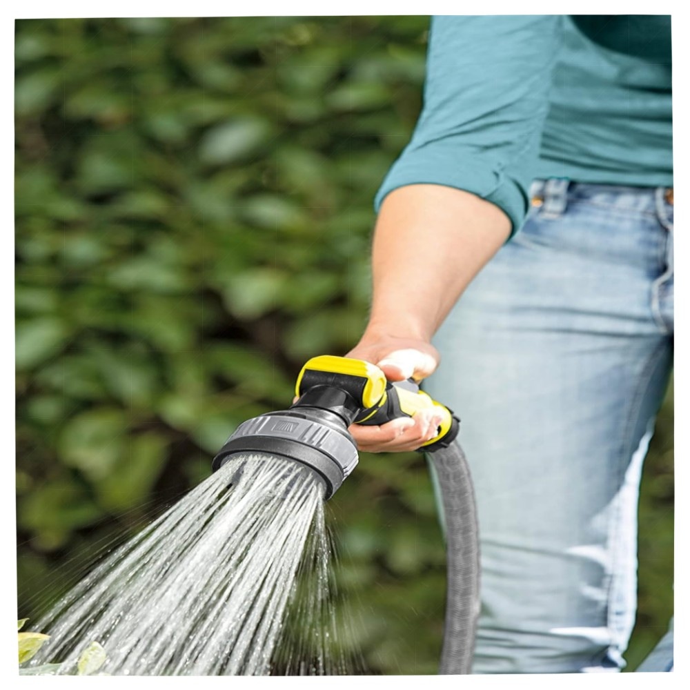 Kärcher Multifunktions-Spritzpistole mit 3 Sprühbildern, arretierbarem Auslöser – robustes Gelb/Schwarz, kompatibel mit Klicksystemen