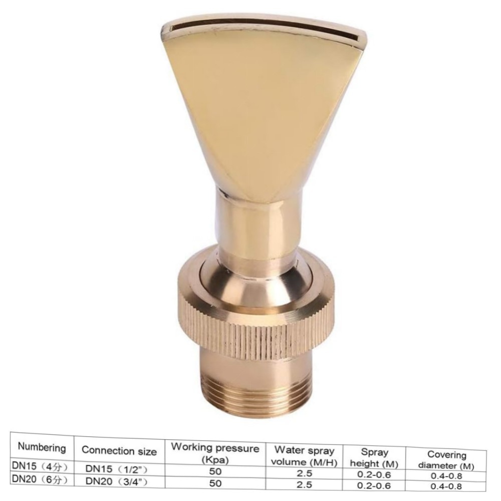 Zerodis Messing-Brunnendüse DN15/DN20 – verstellbare Springbrunnen-Düse für Teich & Garten, korrosionsbeständig, dekorativer Fächerstrahl