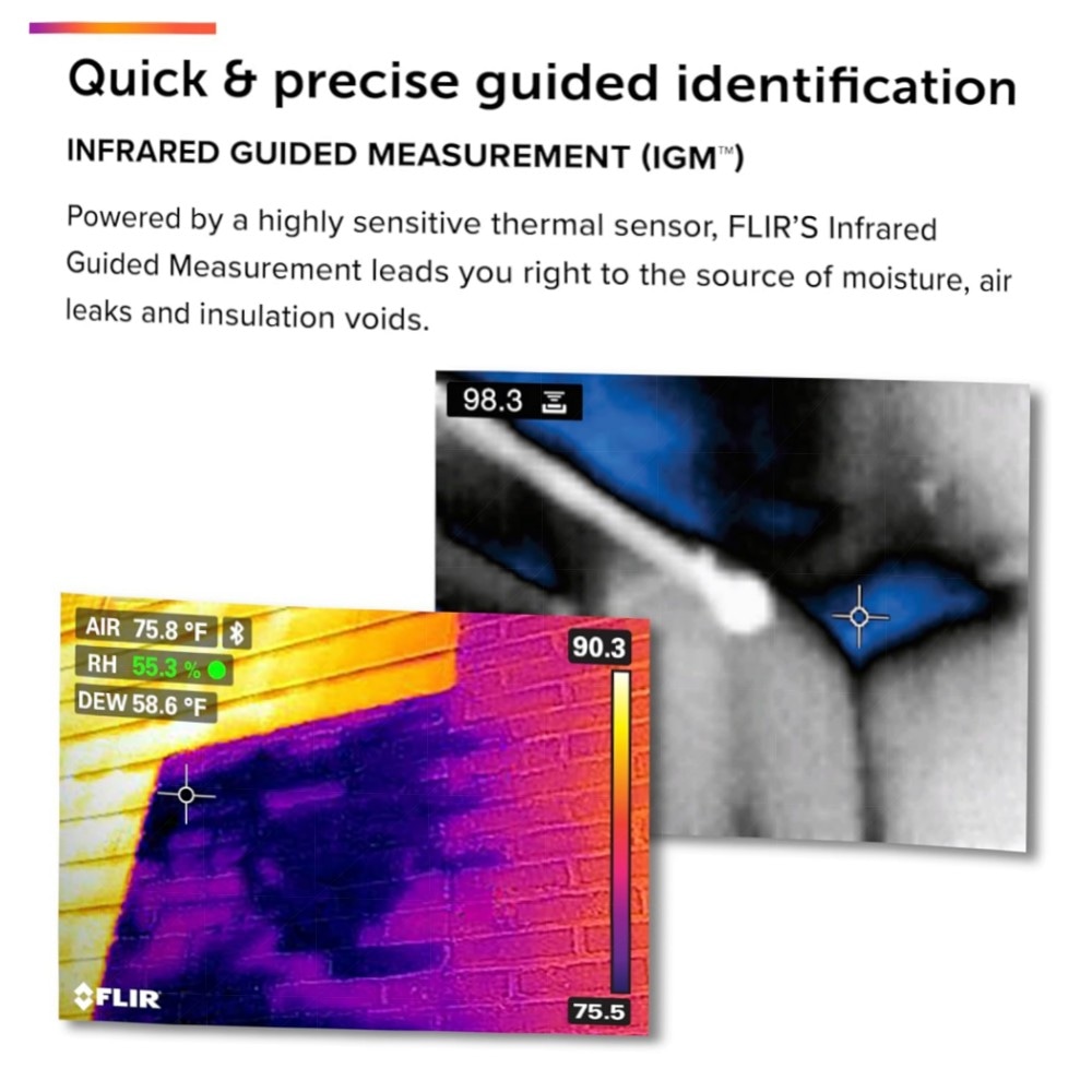 FLIR MR176 Wärmebild-Feuchtigkeitsmessgerät mit IGM, austauschbarem Temp./RH‑Sensor, robustes 80×60 Thermo‑Modul