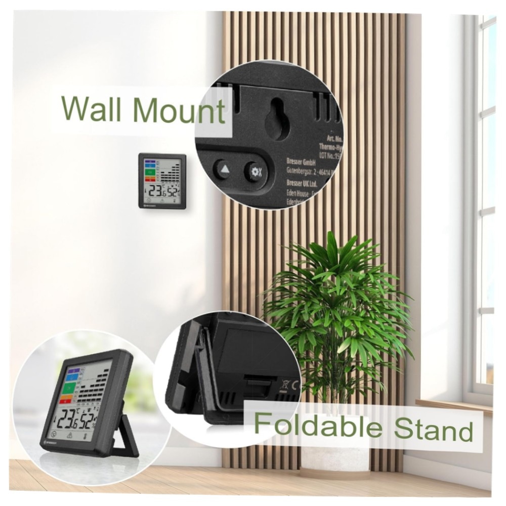 Bresser Thermo-Hygrometer mit Schimmelwarnung & Farbindikator – Raumklima‑Manager, Temperatur‑ und Feuchtigkeitsmesser mit Alarm