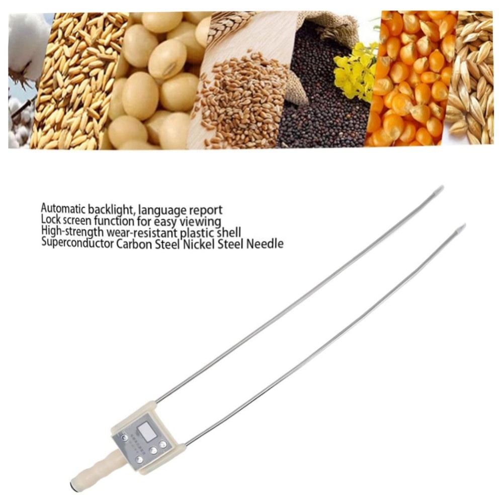 Tragbares Heu- & Getreide-Feuchtemessgerät mit LCD-Hintergrundbeleuchtung, genaue Sonde für Stroh, Gras, Mais – robust, handlich