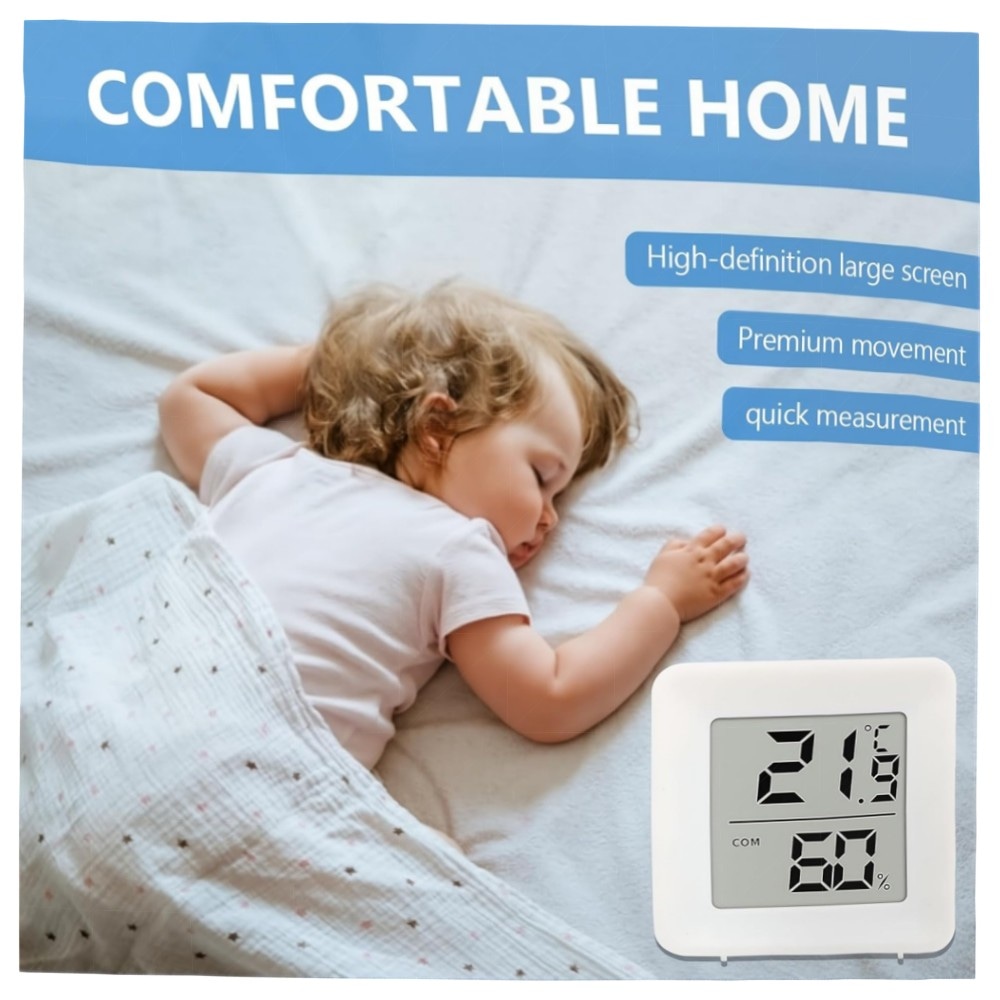 3er-Set digitales Thermo-Hygrometer Innen – Mini LCD Thermometer Hygrometer für Babyzimmer, Wohnzimmer & Gewächshaus, genau & kompakt (Weiß)